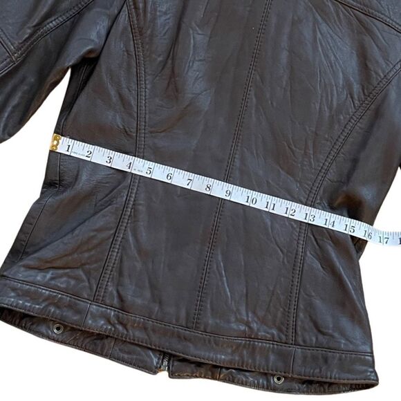 Michael Kors Women’s Leather Moto Jacket • Brown • Medium - Picture 11 of 16
